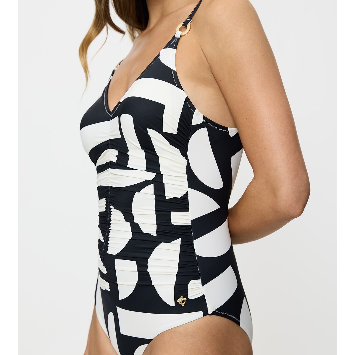 Maillot 1 pièce plissé Summer Allure noir/blanc, TRIUMPH