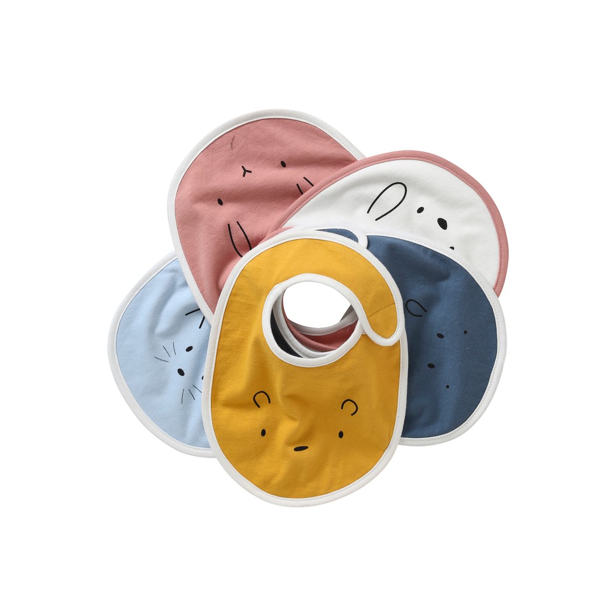 Lot de 5 bavoirs naissance animaux motif animaux, VERTBAUDET