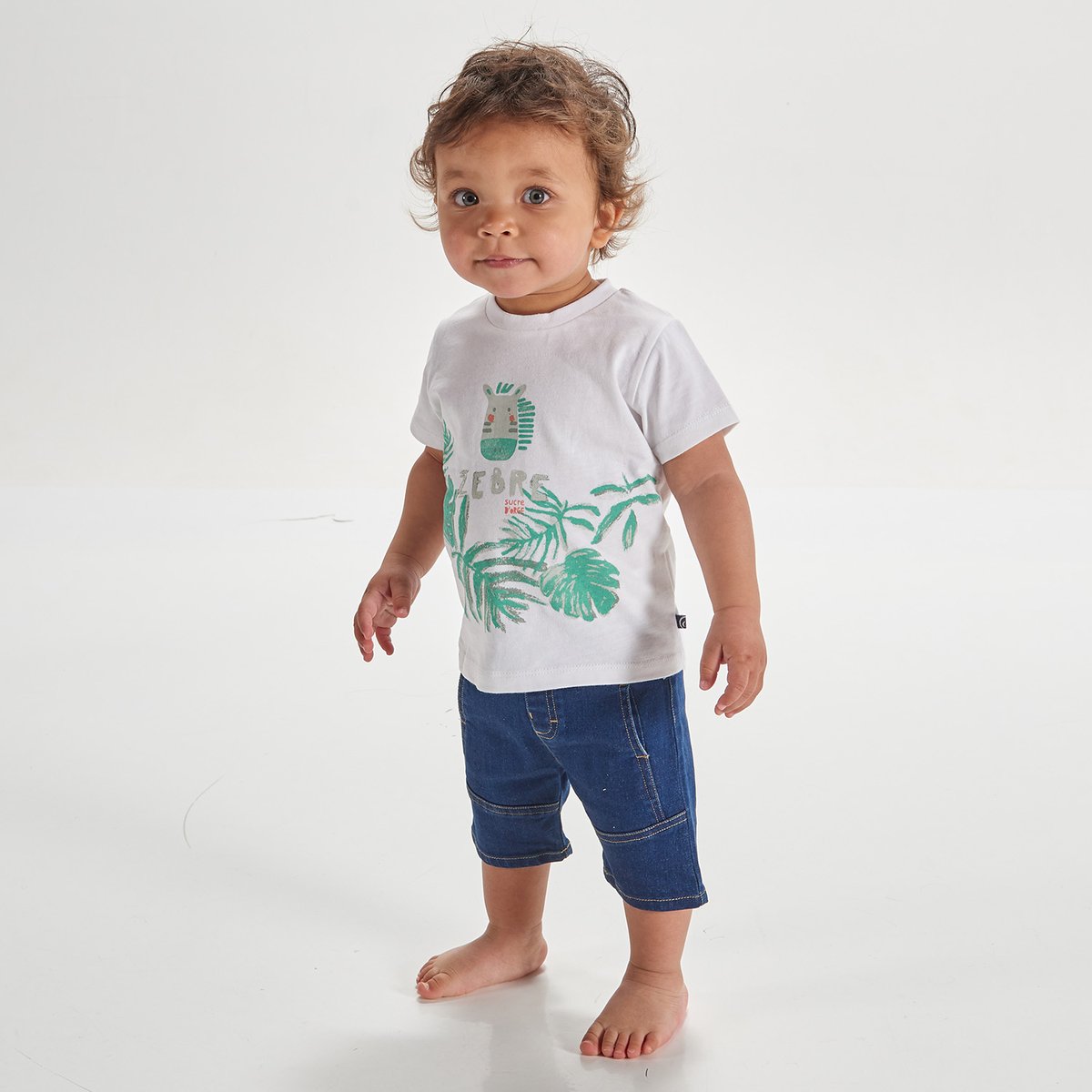 Tee shirt bermuda en jean edouard bleu, SUCRE D'ORGE