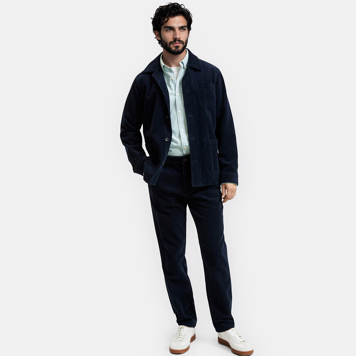 Pantalon chino regular en velours bleu marine, LA REDOUTE COLLECTIONS
