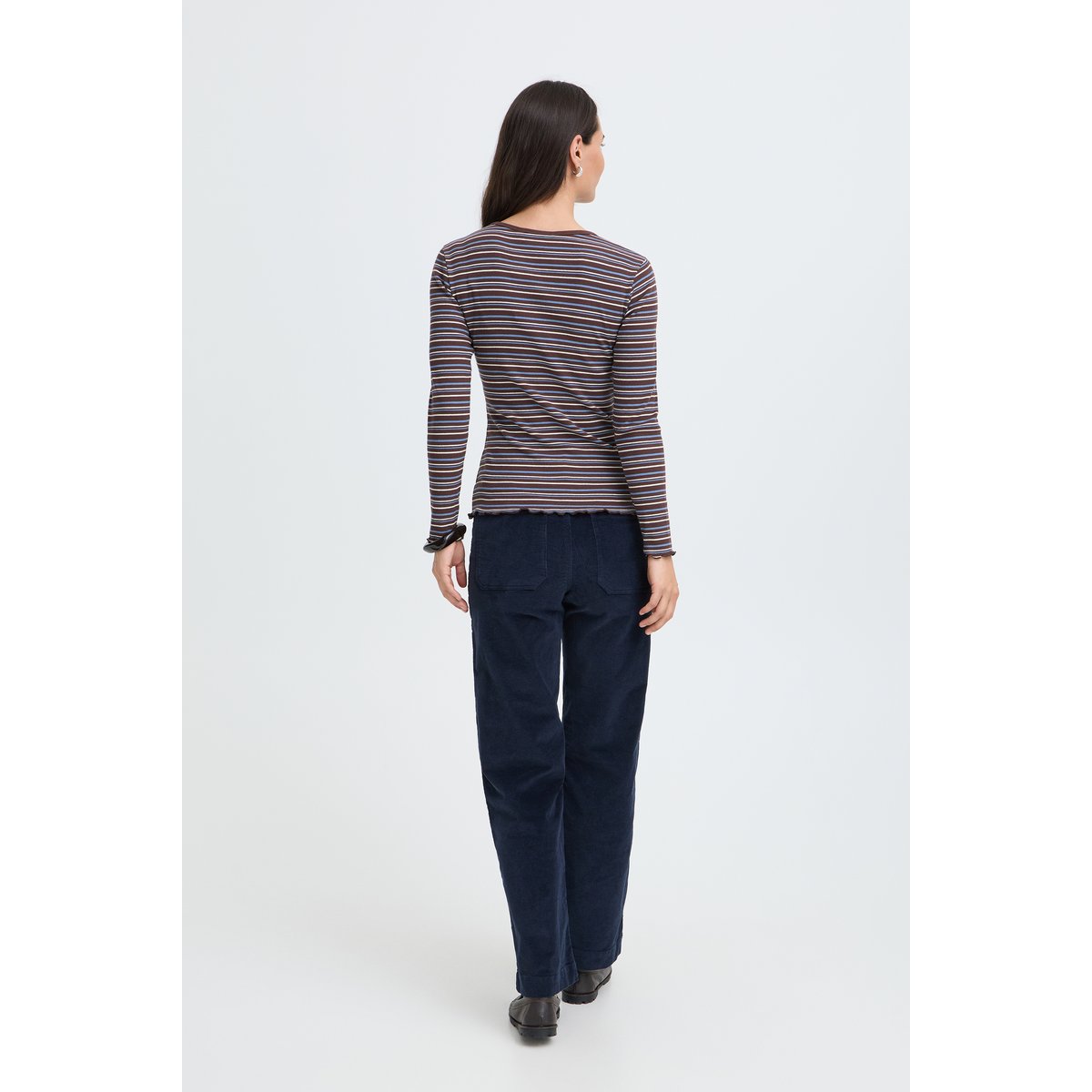 Á manches longues marron java/stripe, B.YOUNG