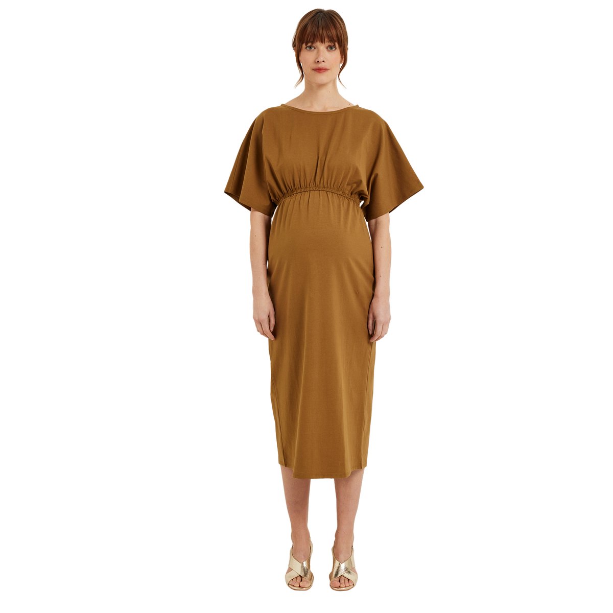 Robe longue de grossesse en jersey lourd coton bio* olive, VERTBAUDET