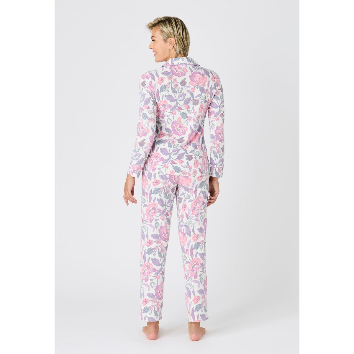 Ensemble de pyjama manches longues rose fleurs indiennes, DAMART