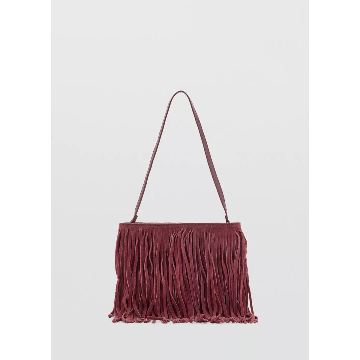 Mini sac en cuir à franges bordeaux, MANGO TEEN
