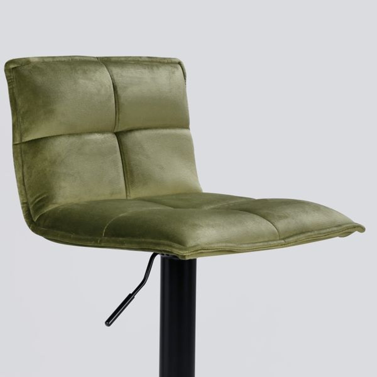 Tabouret de bar en velours réglable Jordi vert olive, ZAGO