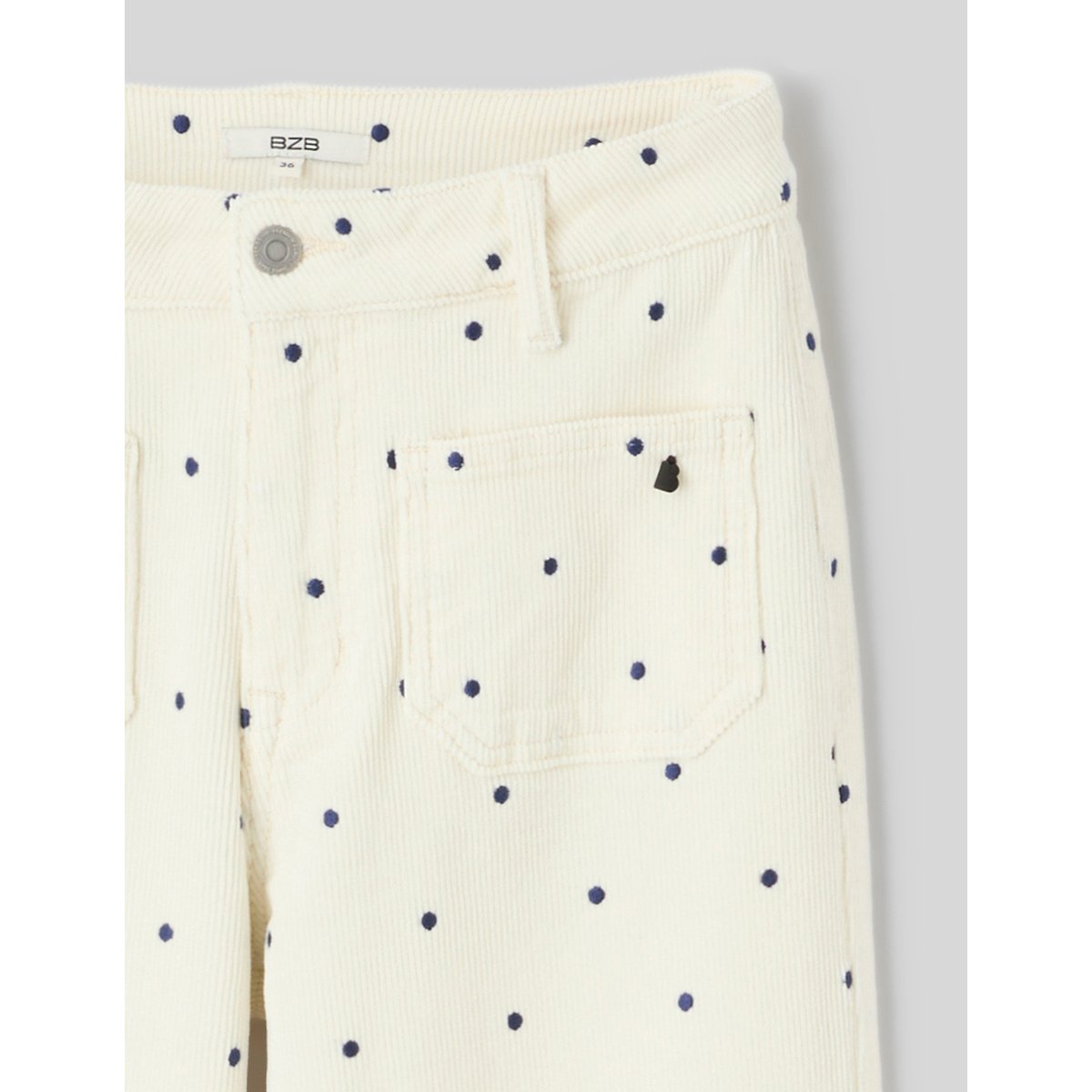 Pantalon imprimé coupe droite blanc écru, BZB