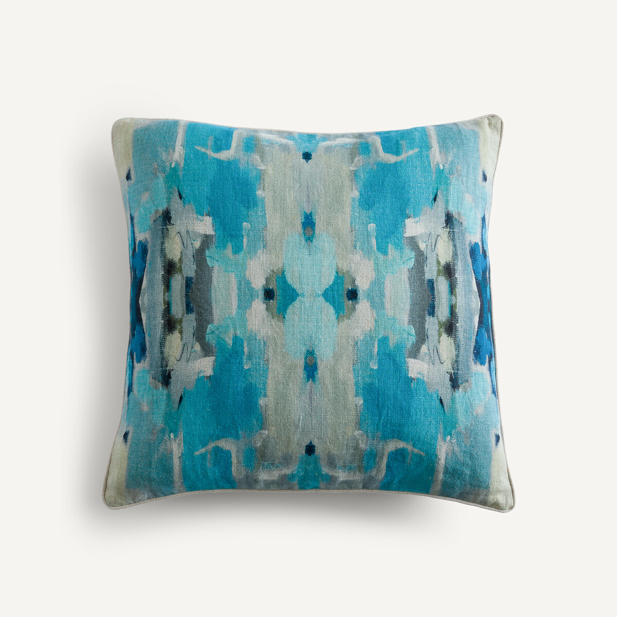 Thian Printed Linen Cushion Cover blue watercolour, AM.PM