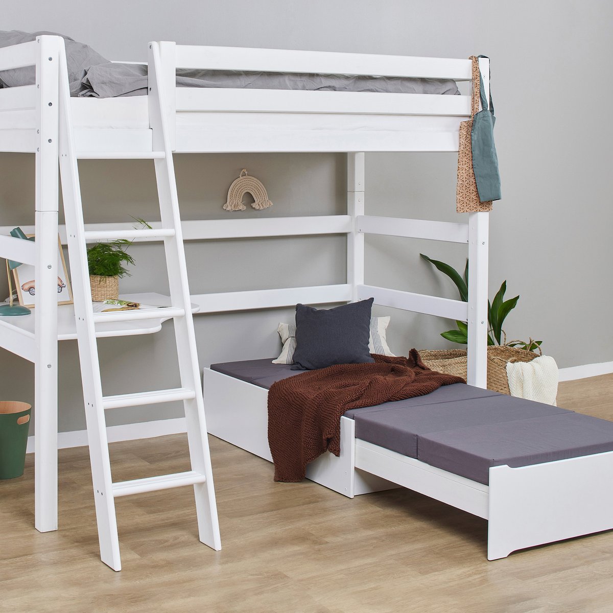 Lit Mezzanine pin massif ECO LUXURY blanc, HOPPEKIDS