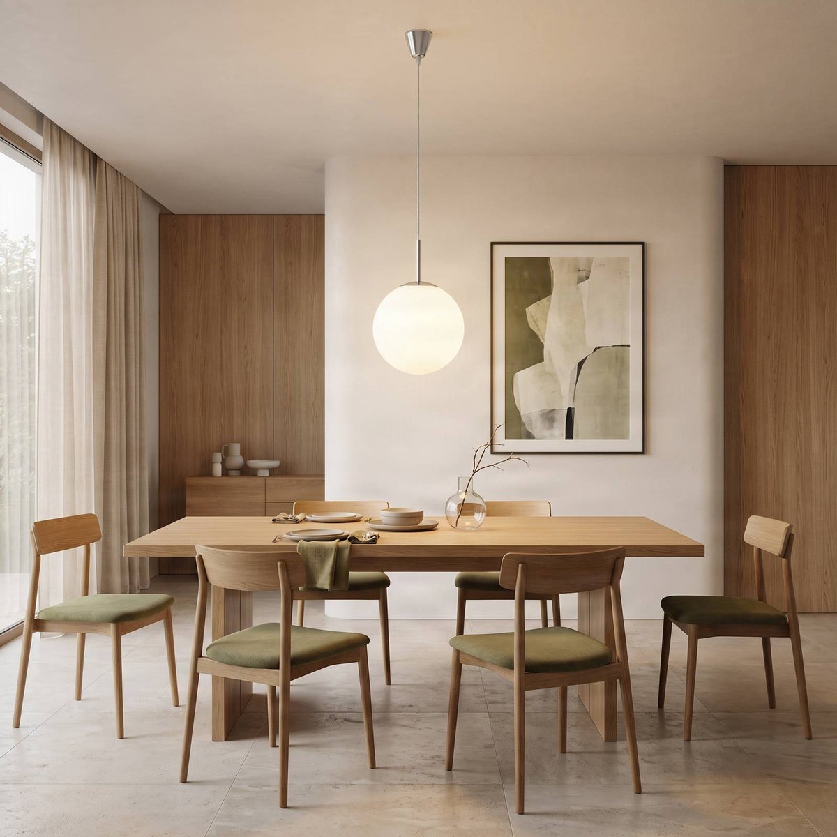 Suspension en verre moderne, Marike blanc, nickel satiné, LINDBY