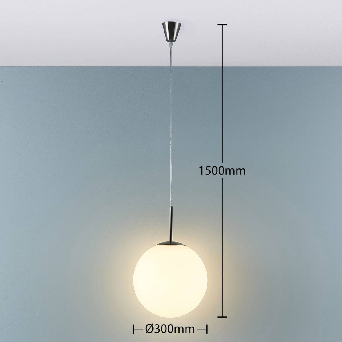Suspension en verre moderne, Marike blanc, nickel satiné, LINDBY