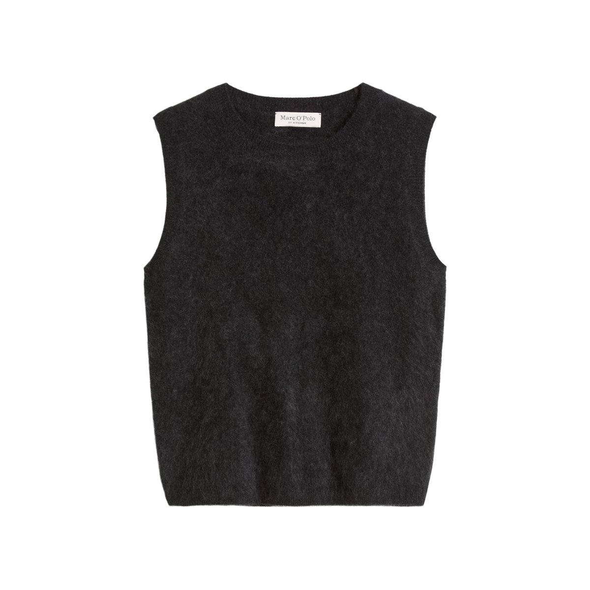 Gilet sans manches court et douillet en pure laine mérinos gris, MARC O'POLO