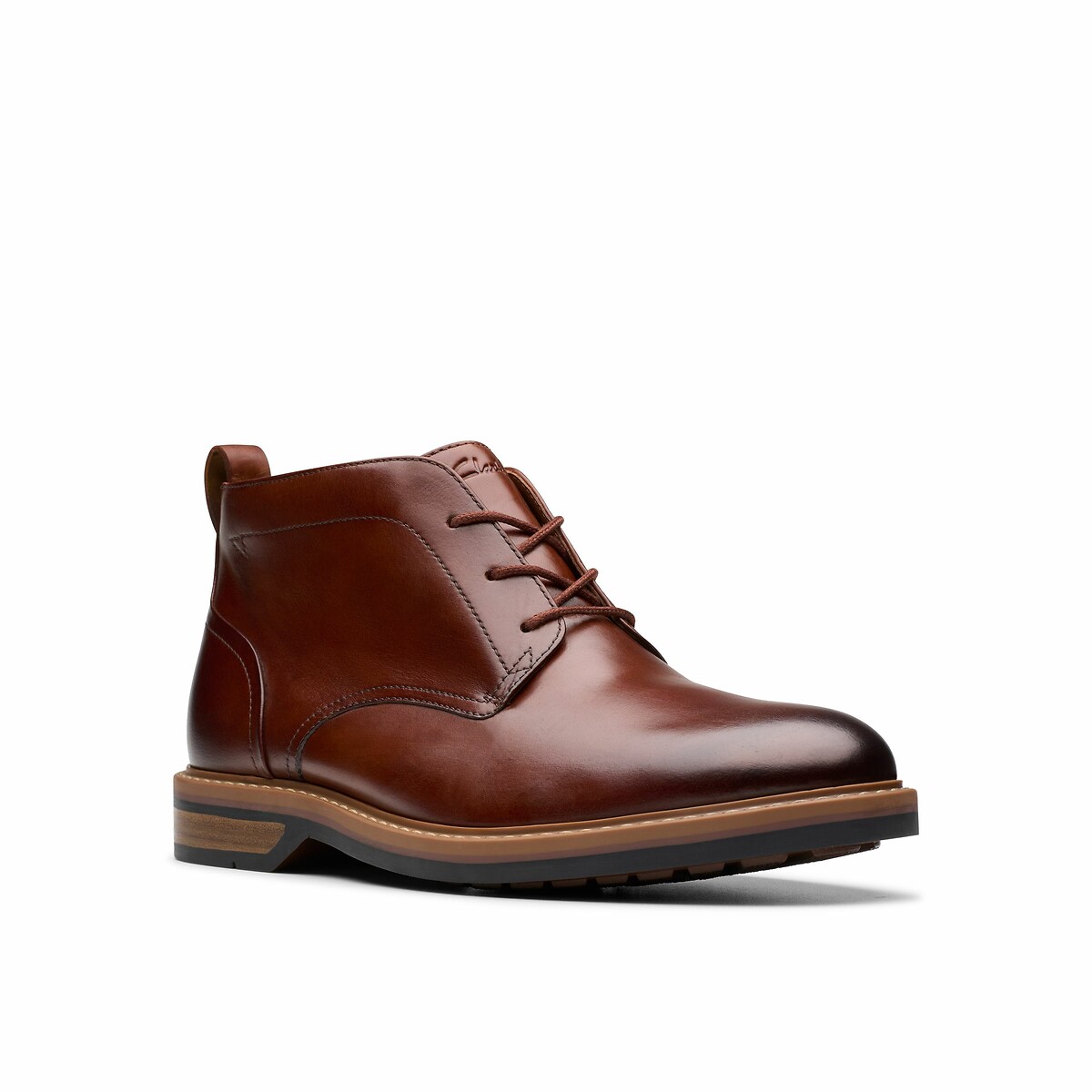 Boots mid en cuir Aldwin Chukka tan, CLARKS