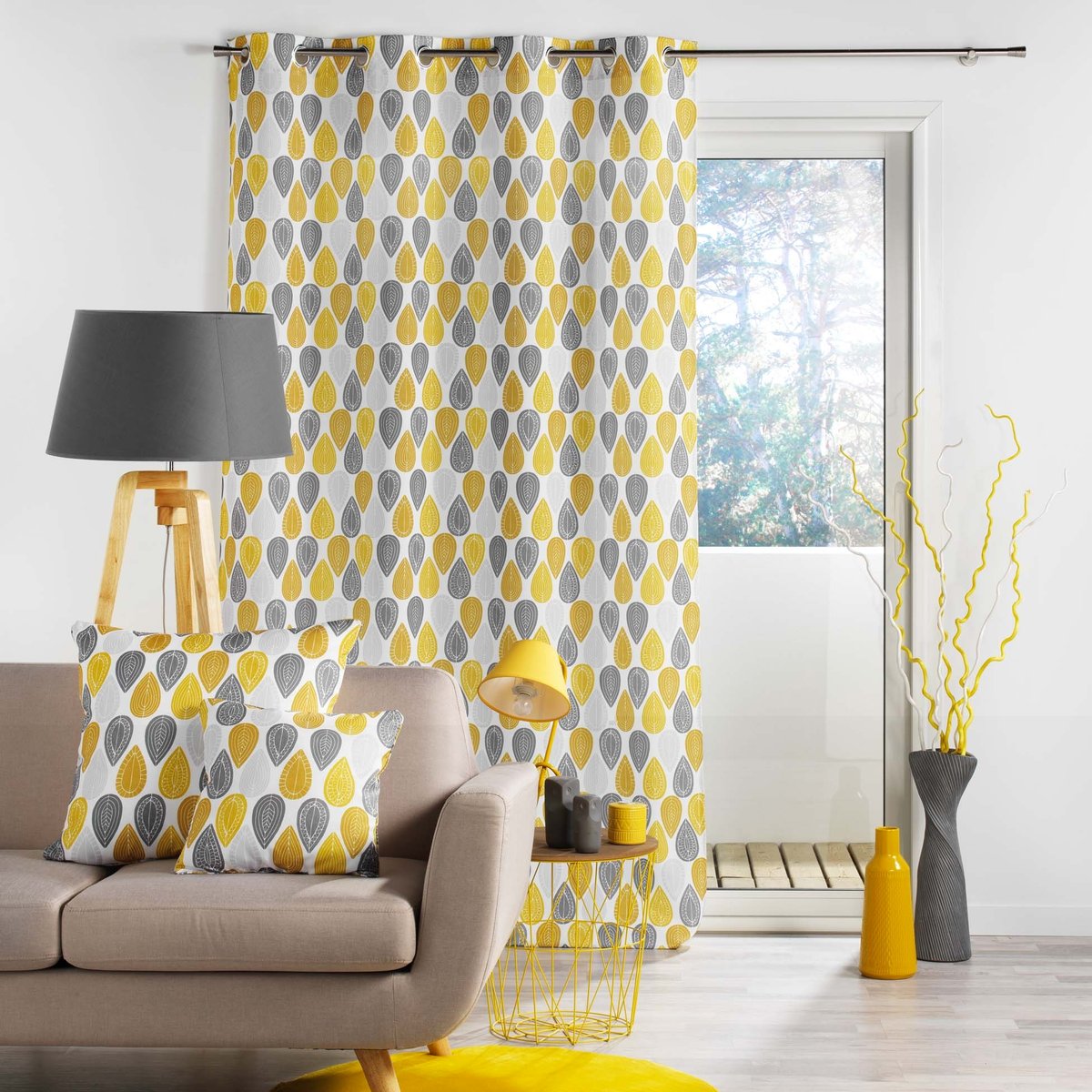 Coussin Passepoil Palpitos jaune, EDEN