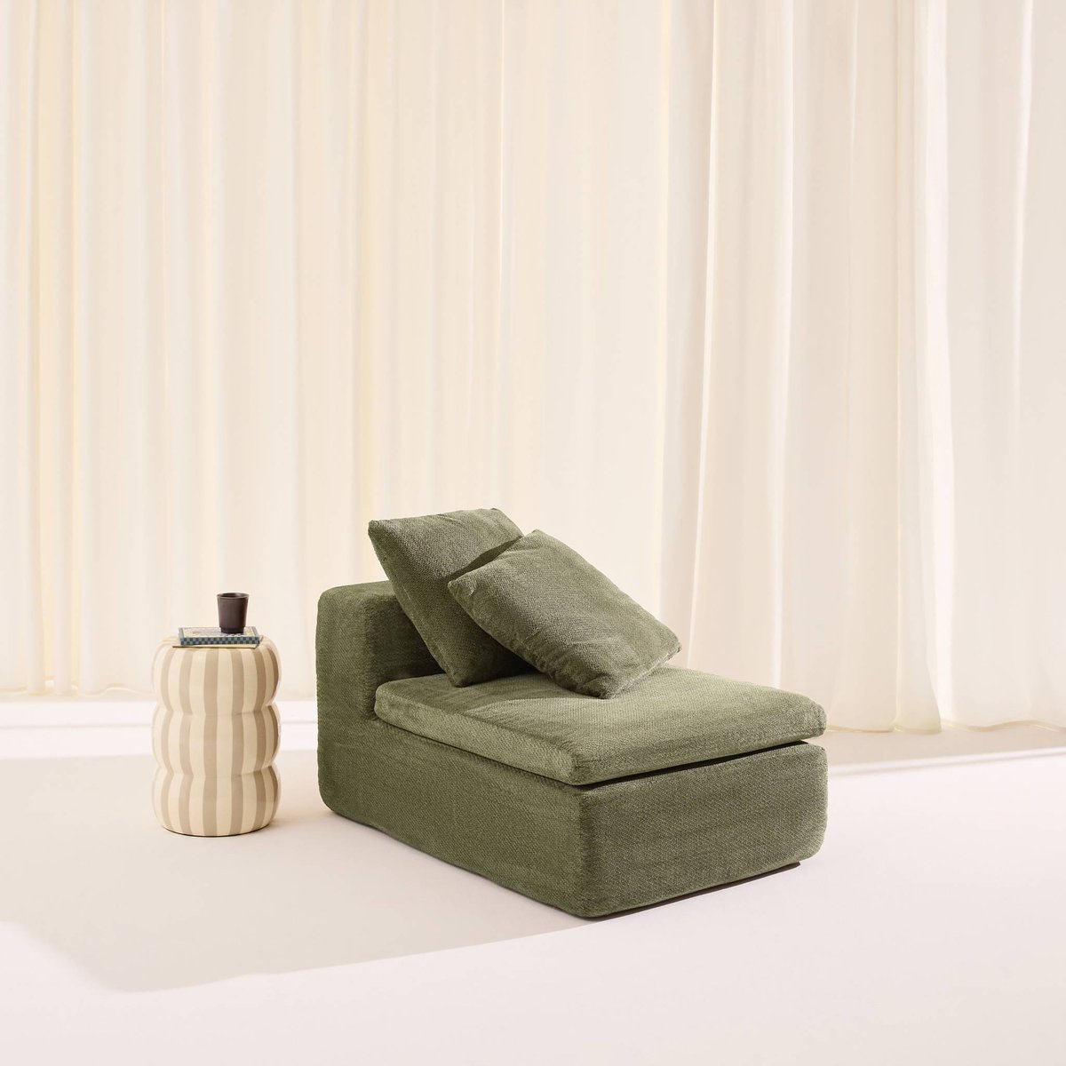 Fauteuil compressé pour canapé modulable tissu chenille 1 place MOVI blanc, SWEEEK