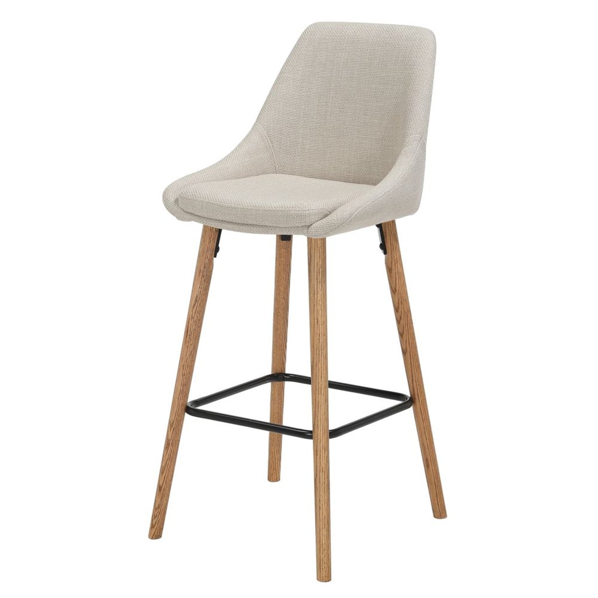 Chaise snack en tissu crème pied chêne ecru, ZAGO