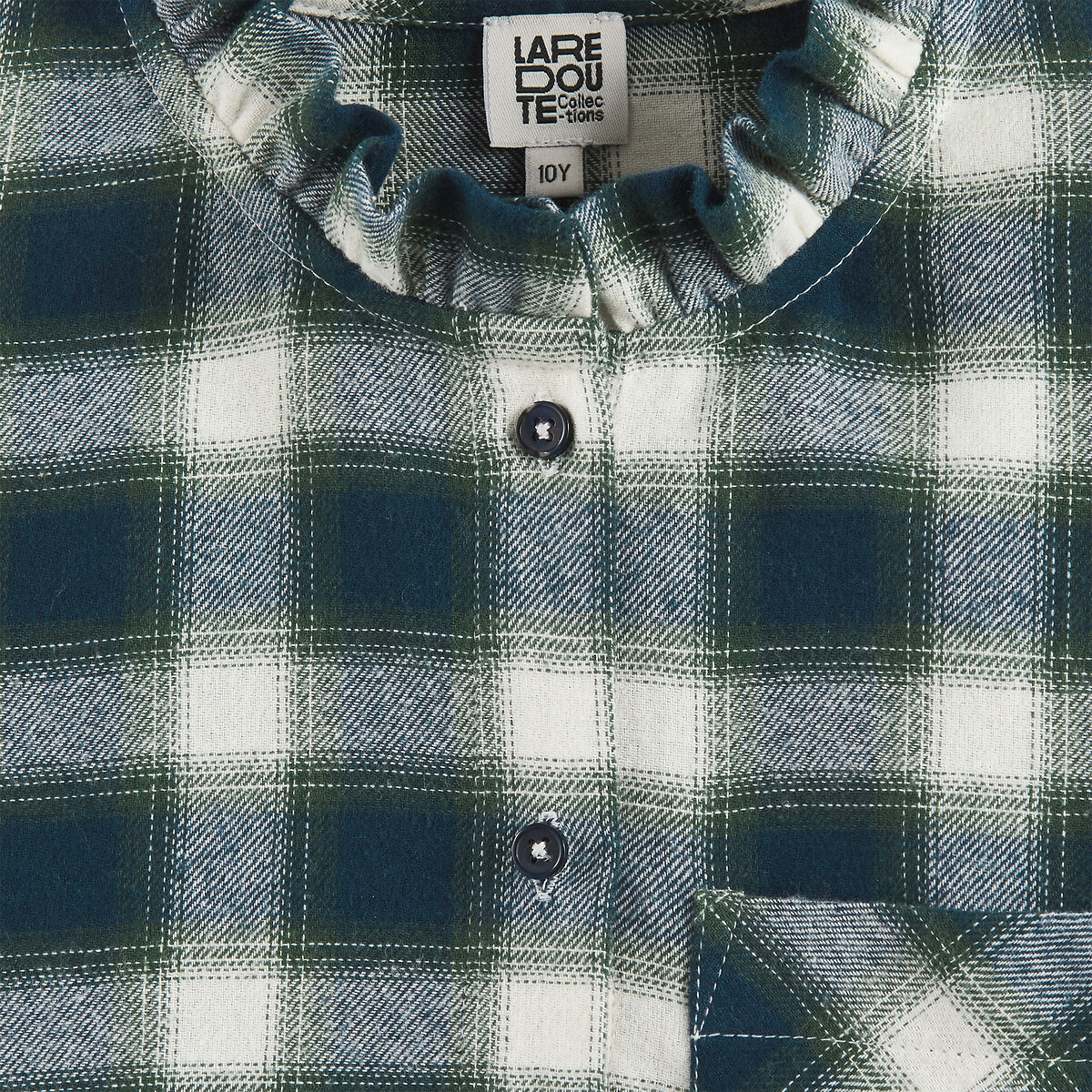 Chemise à carreaux, avec col volanté et manches longues carreaux, LA REDOUTE COLLECTIONS