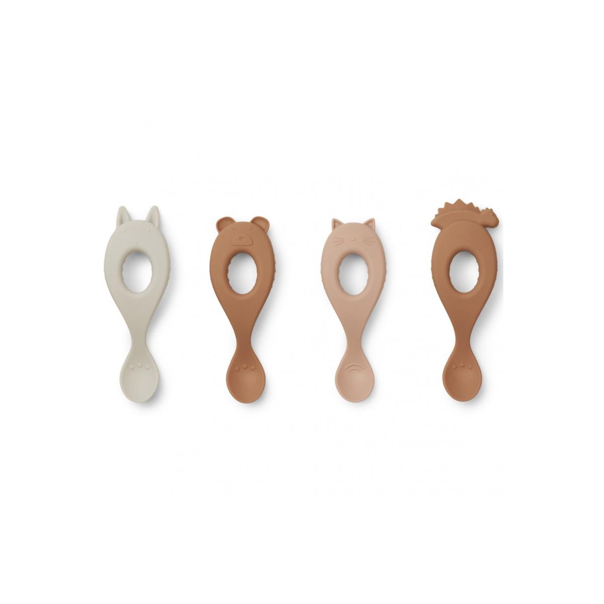Lot de 4 cuillères en silicone Liva terracotta, rose nude, écru, LIEWOOD