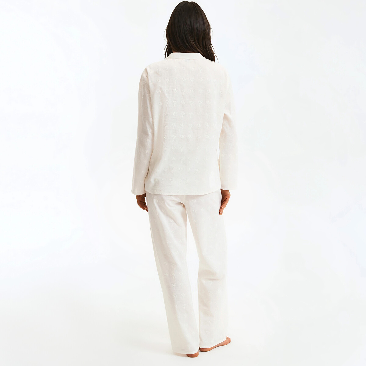 Pyjama brodé en coton ivoire, LA REDOUTE COLLECTIONS