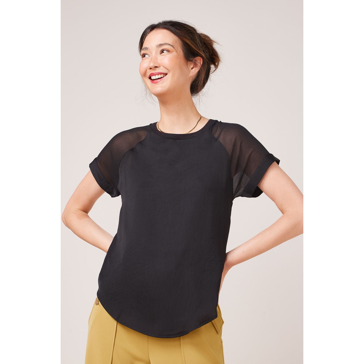 T-shirt En Tissus Variés À Manches Courtes noir, NEXT