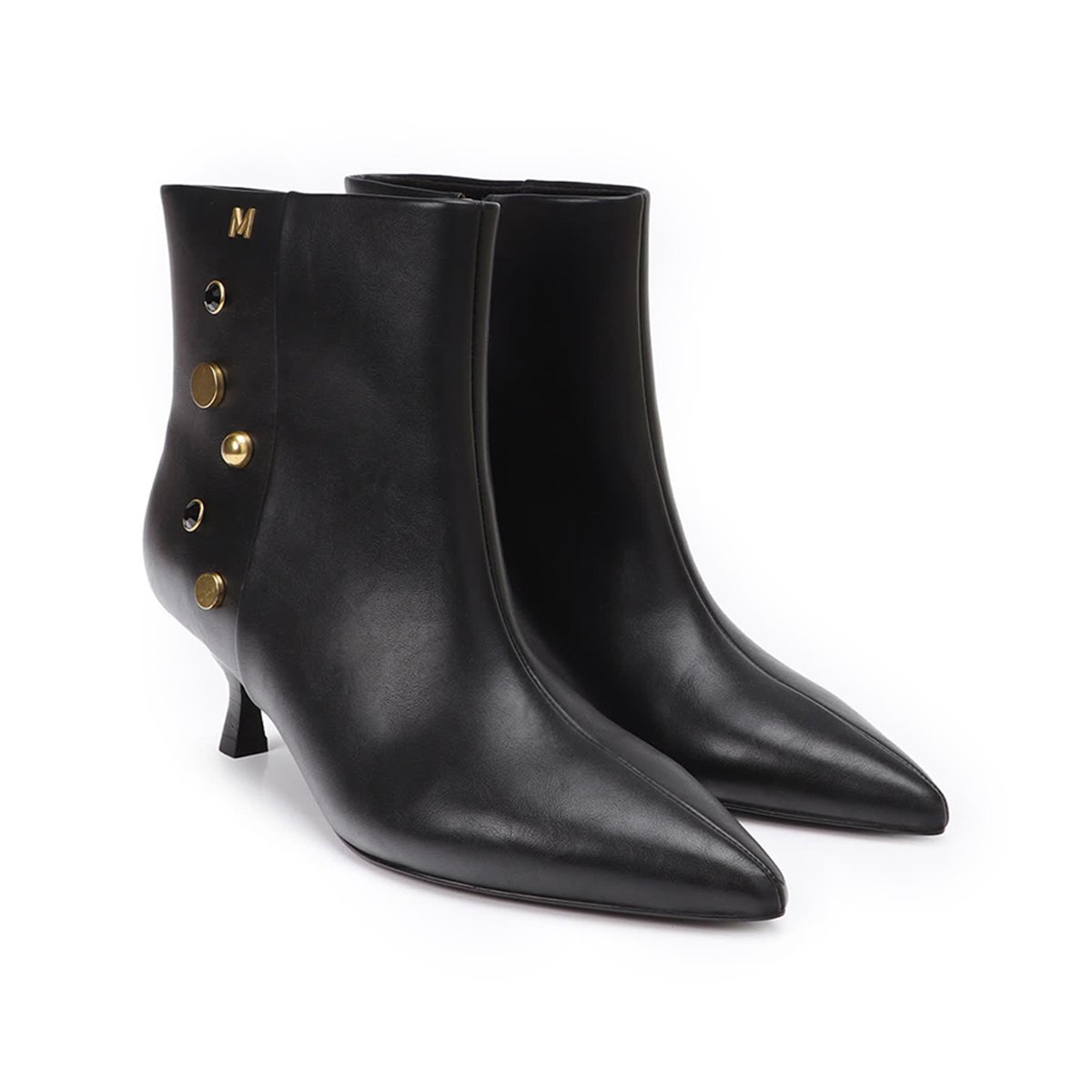 Bottines cloutées à talons en faux cuir noir, LOLA CASADEMUNT
