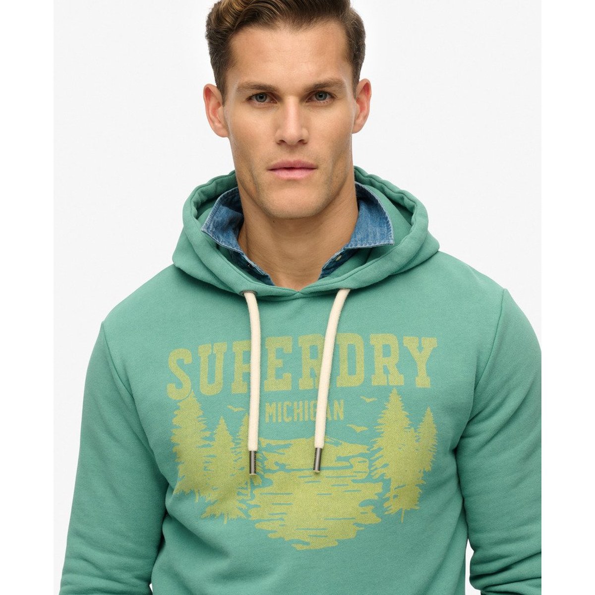 Sweat à capuche monochrome décontracté Lo-fi Outdoor vert galvanisé, SUPERDRY