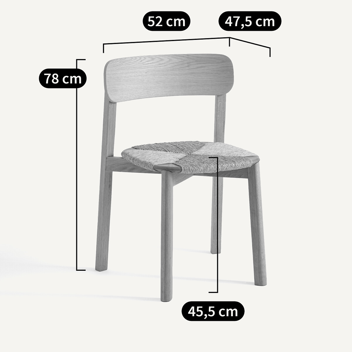 Stapelstoel, eiken, fineer en stro, Batignolles, ontwerp Emmanuel Gallina naturel eikenhout, AM.PM X EMMANUEL GALLINA