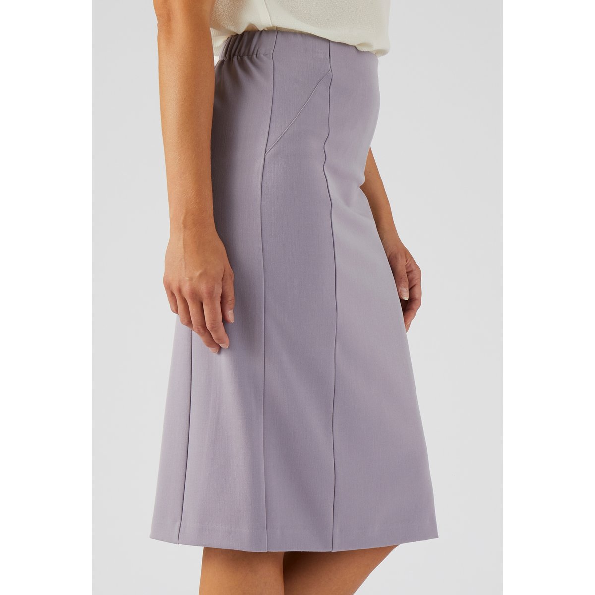 Jupe droite stretch marron taupe, DAMART