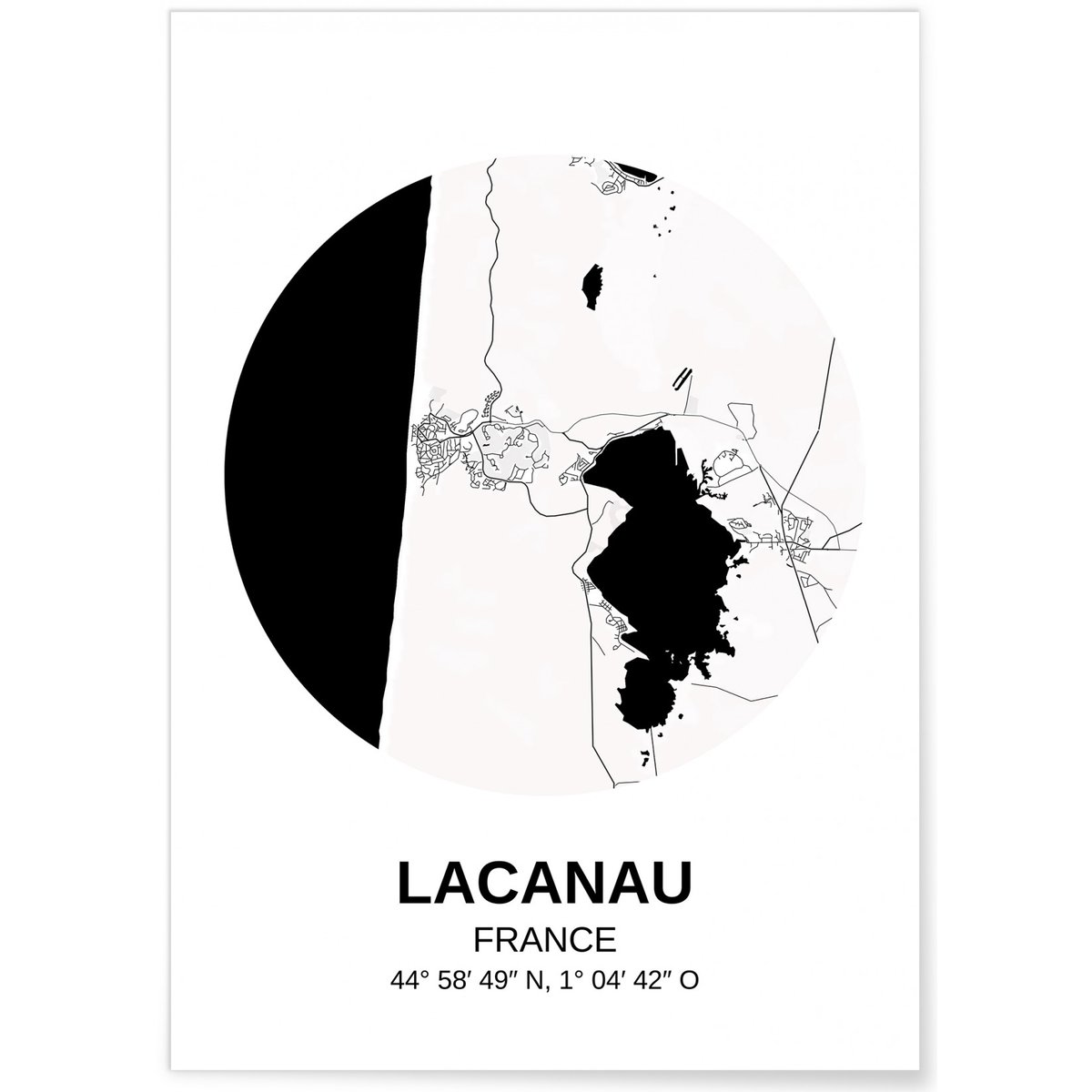 Affiche Carte Lacanau blanc, L'AFFICHERIE
