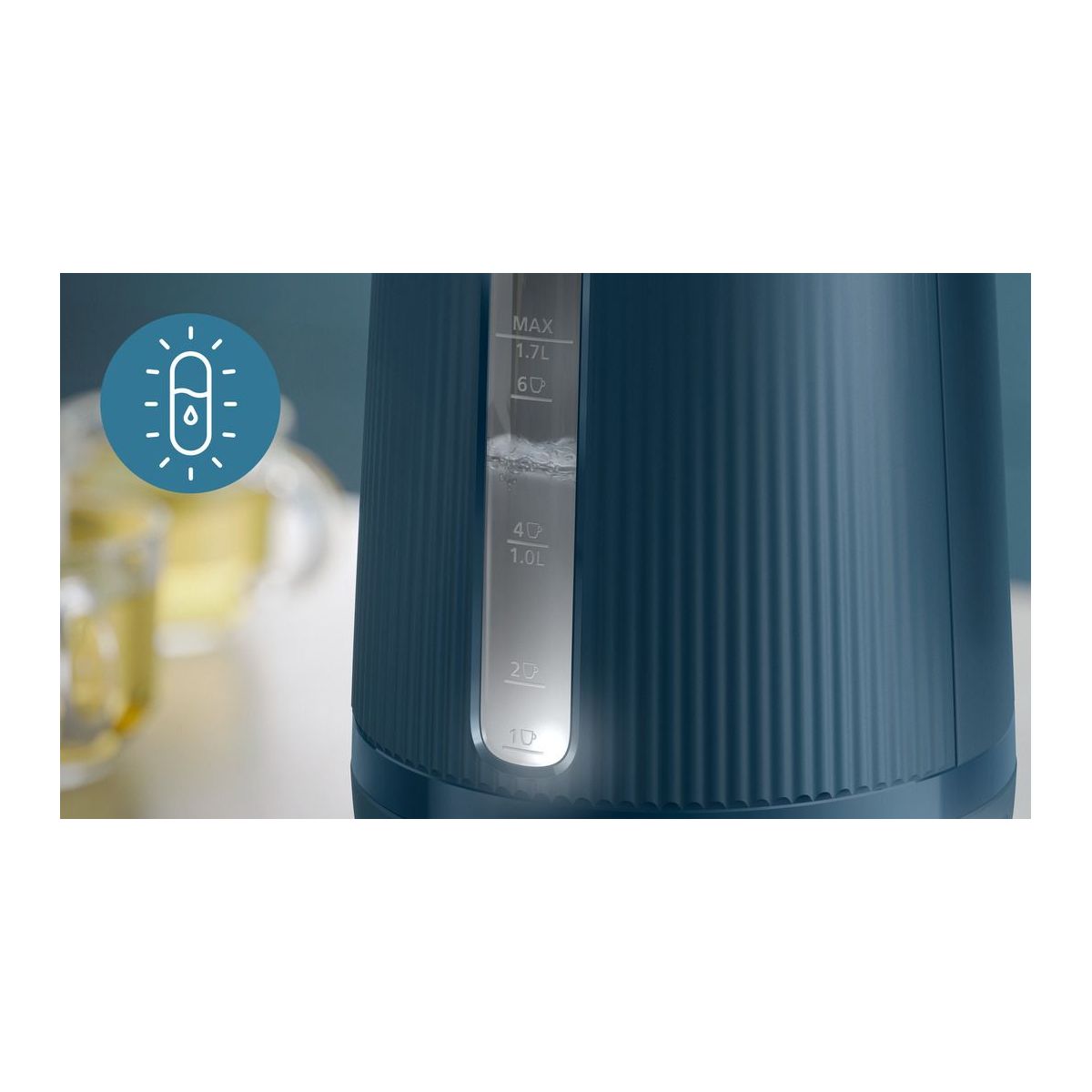 Bouilloire HD9411/70 Bouilloire électrique bleue Série 3000 1.7L, 2200W couleur unique, PHILIPS
