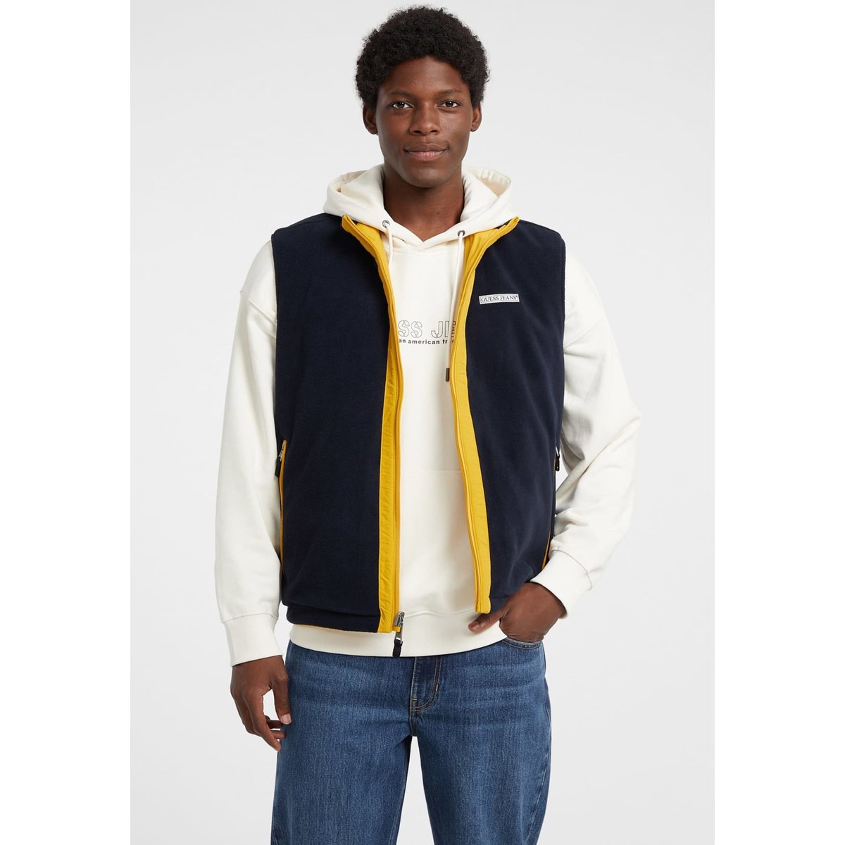 Veste Réversible En Nylon jaune, GUESS JEANS