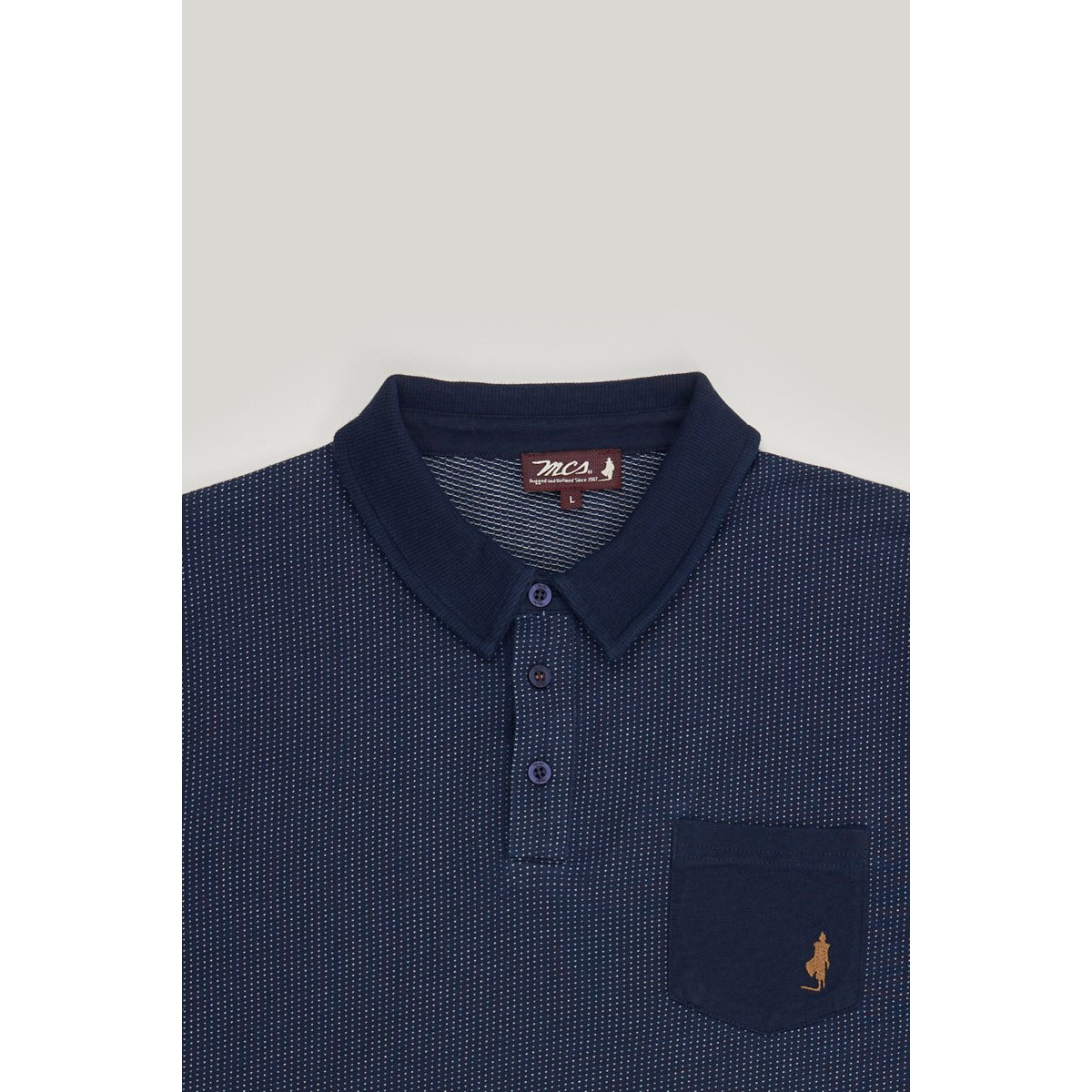 Polo à motif tête d'épingle avec poche bleu marine, MCS