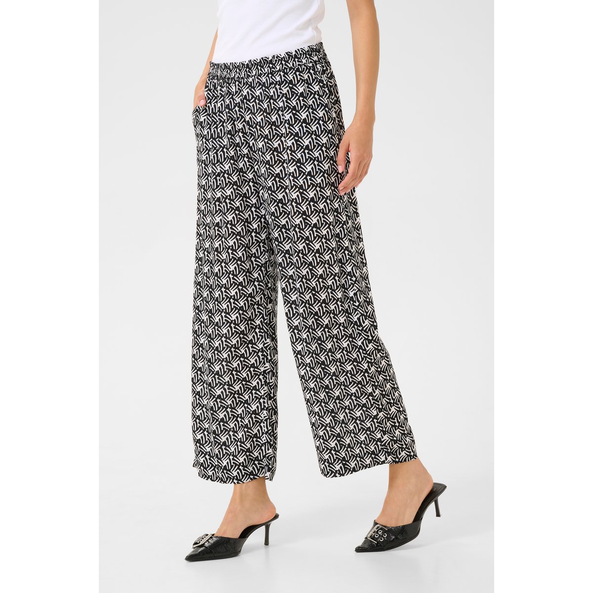 Casual pants imprimé black/moonstruck retro print, KAFFE