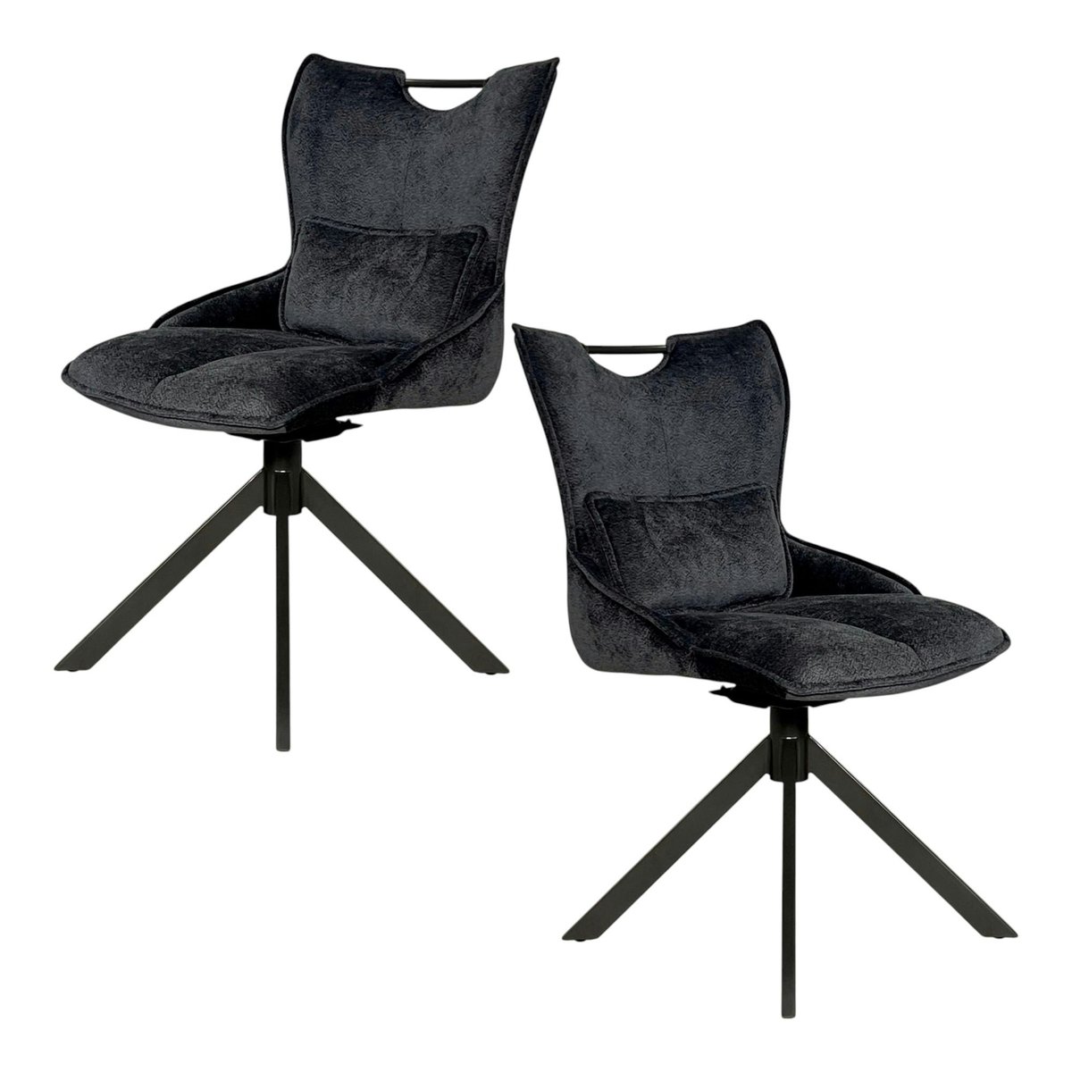 Chaise pivotante coussin et poignée tissu gris (lot de 2) IENA gris, PIER IMPORT