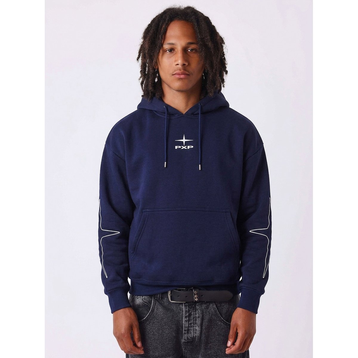 Sweat à capuche imprimé au dos bleu saphir - bleu marine, PROJECT X