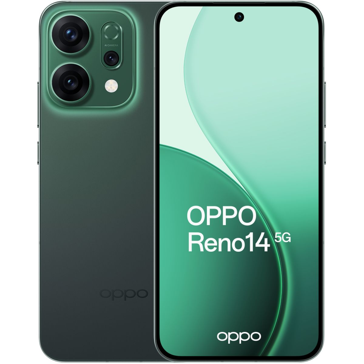 Smartphone Pack Reno 14 512Go Vert 5G + EncoBuds3 Pro couleur unique, OPPO