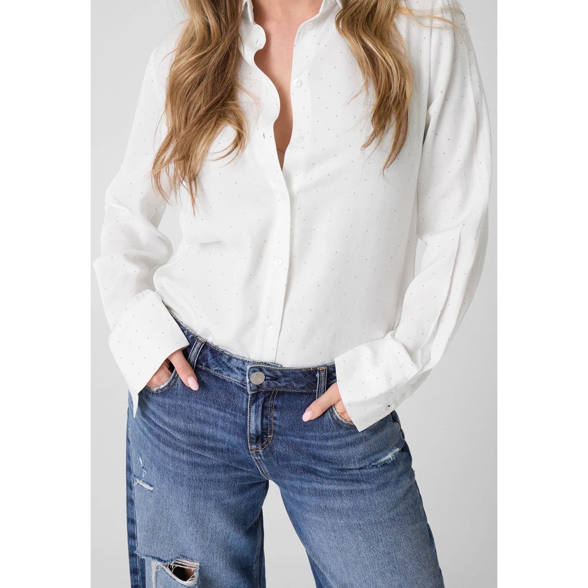 Chemise Cloutée blanc, GUESS