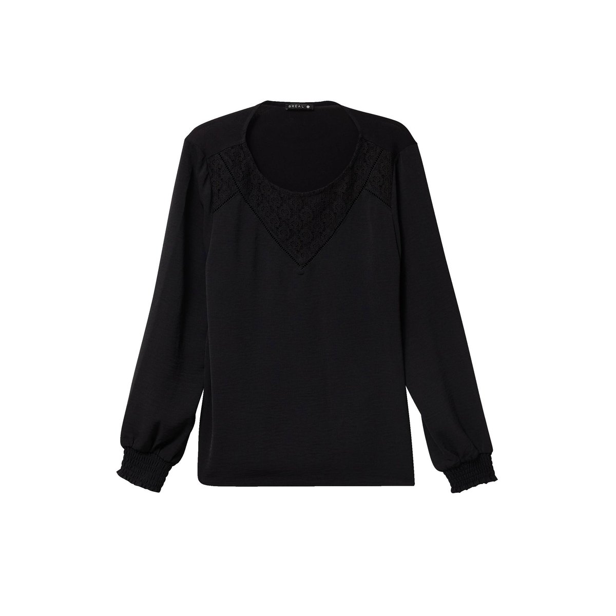 Blouse droite manches longues dentelle noir, BREAL