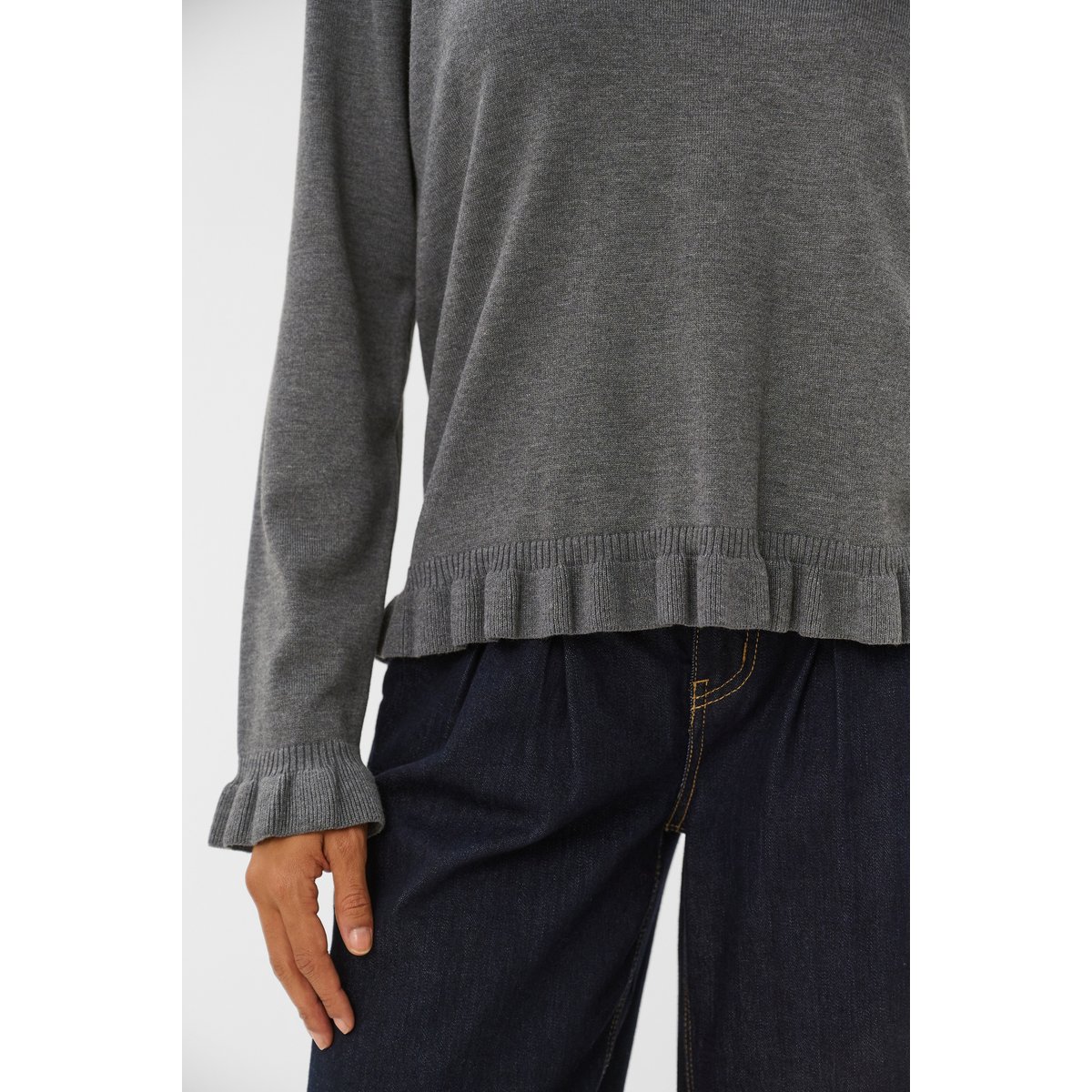 Pullover tricoté gris mid grey melange, CULTURE