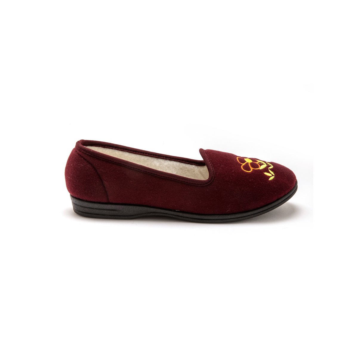 Ballerines brodées fleur bordeaux, PEDICONFORT