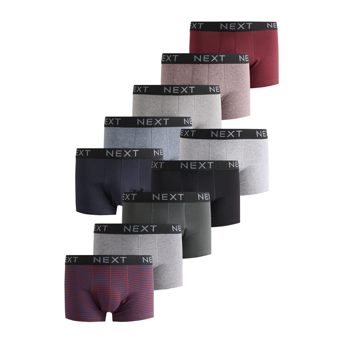 Boxer taille basse en coton majoritaire motifs bordeaux mélangés, NEXT