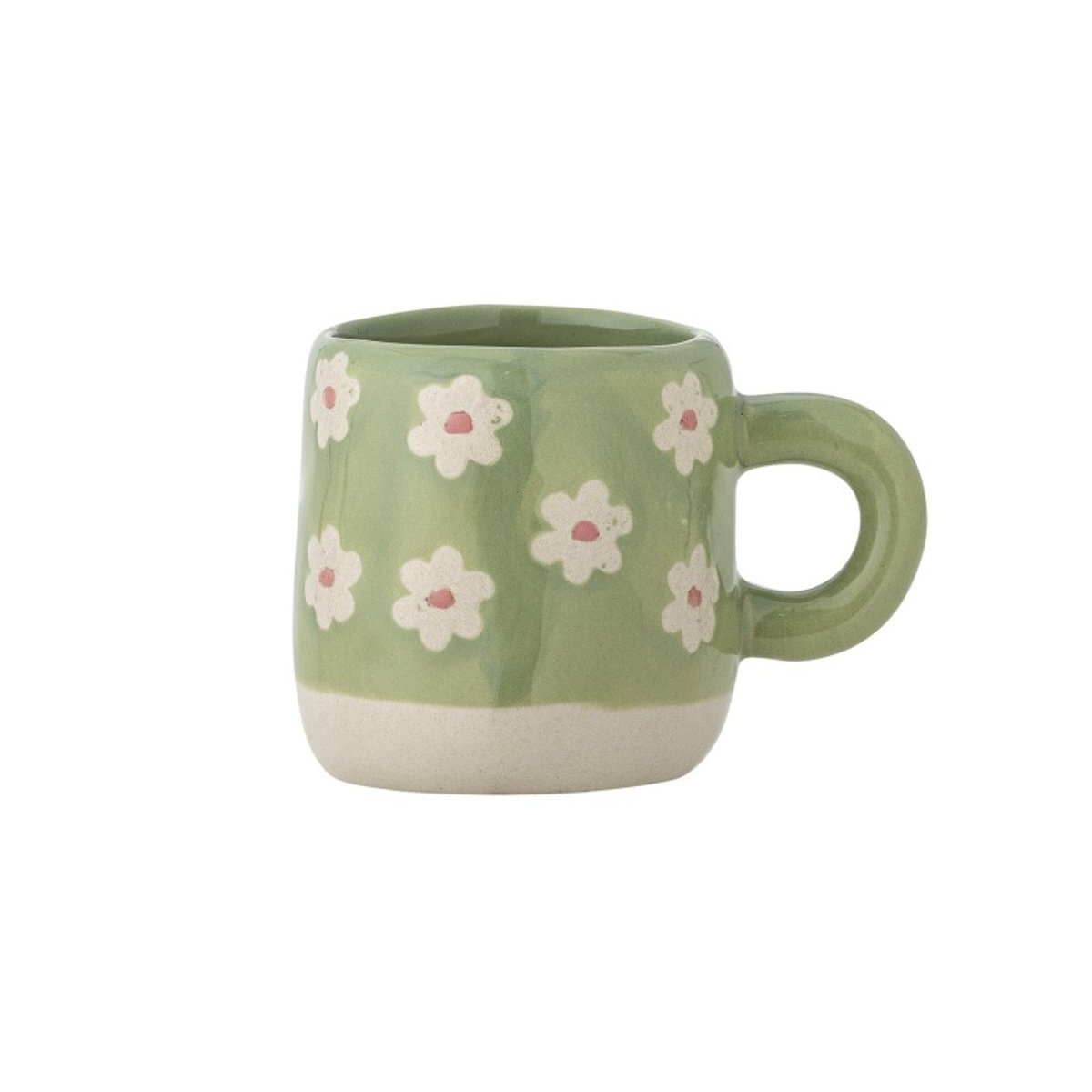 Petite tasse grès peint fleurs MILLIE vert, BLOOMINGVILLE