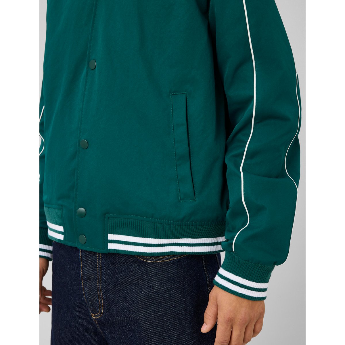 Blouson col chemise à pressions vert, BZB