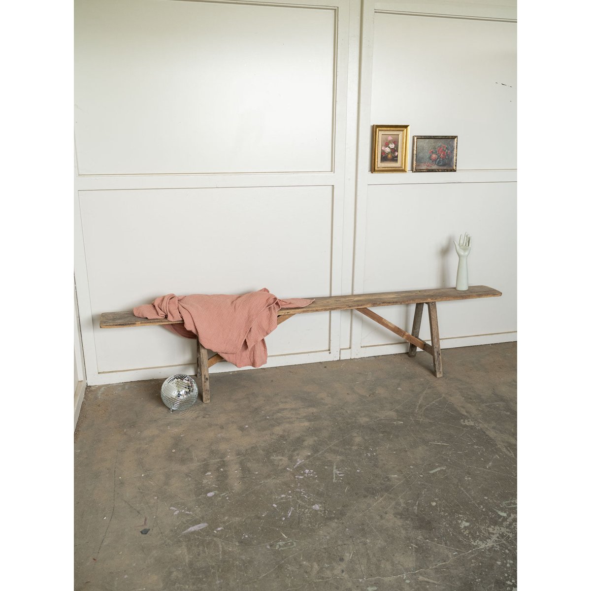 Banc de ferme en bois Antoine N°531 - Bon état bois clair, DEBONGOUT