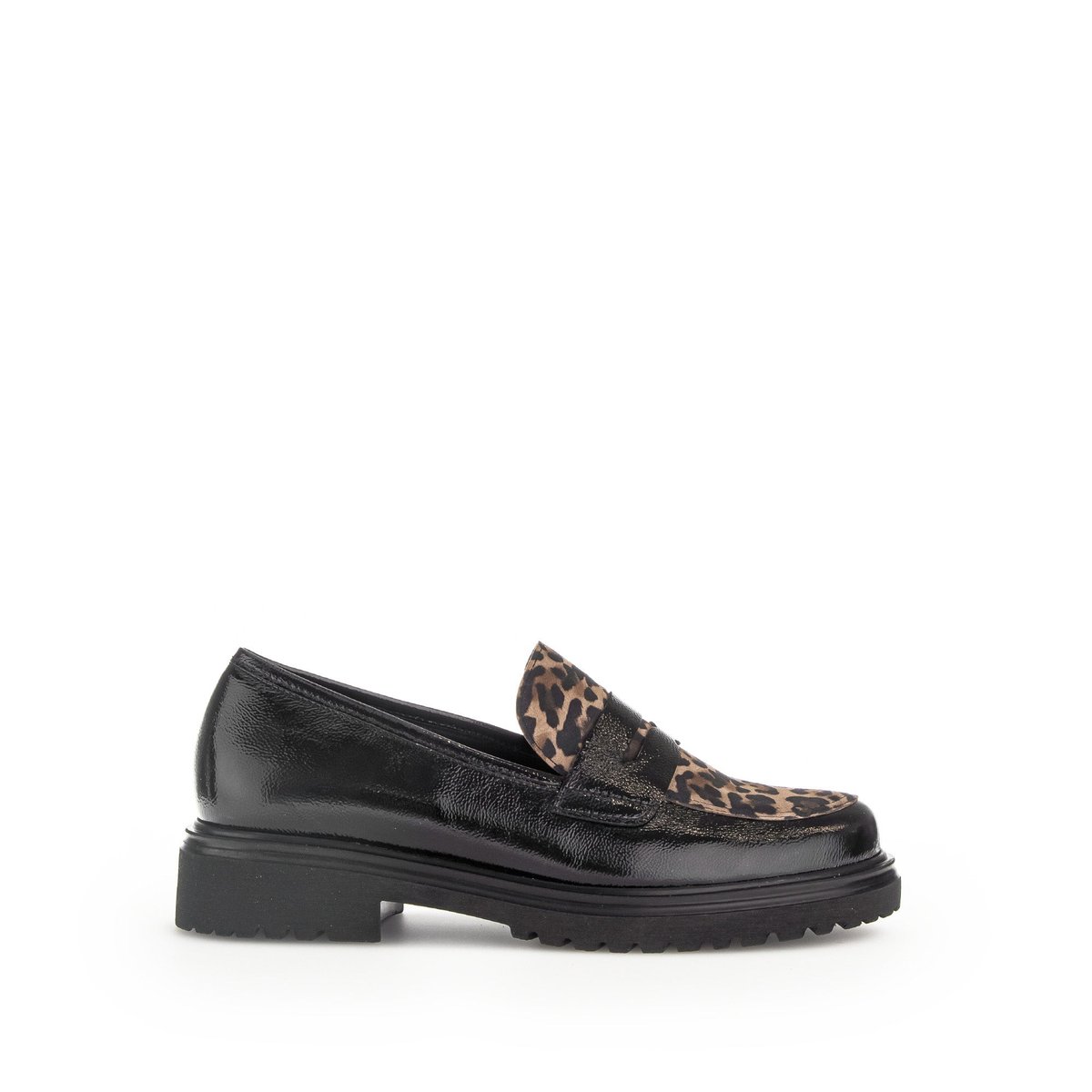 Mocassins en vernis à talon décroché savanne, GABOR