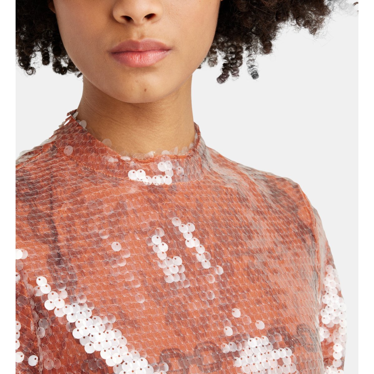 Robe t-shirt à sequins et imprimé fantaisie marron clair, GALERIES LAFAYETTE