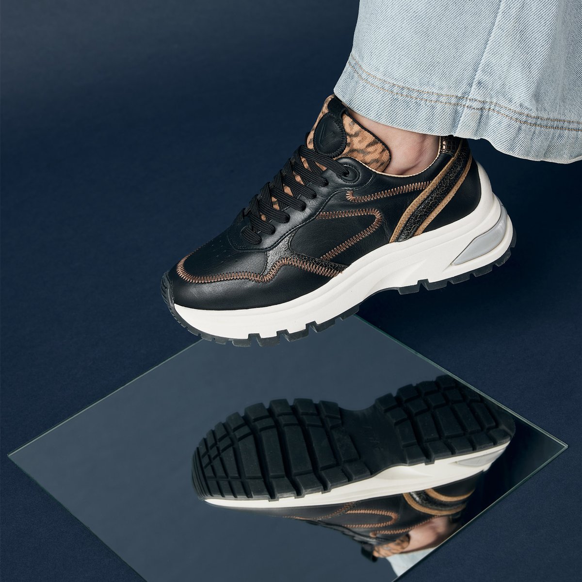 Baskets en cuir LIZ DULCE noir, VIA VAI