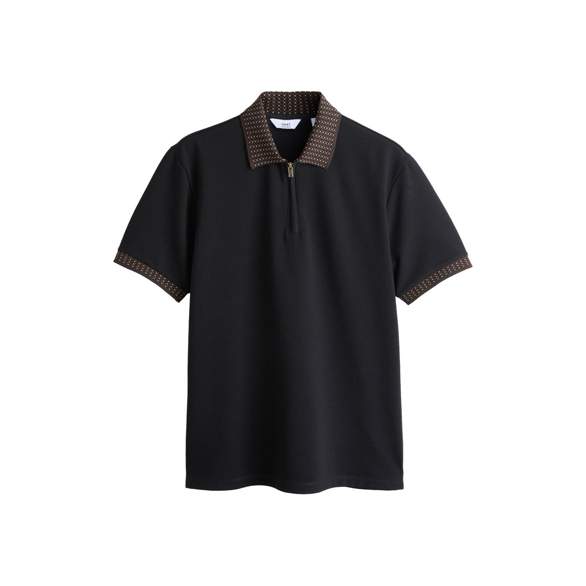 Polo à manches courtes avec col élégant noir, NEXT