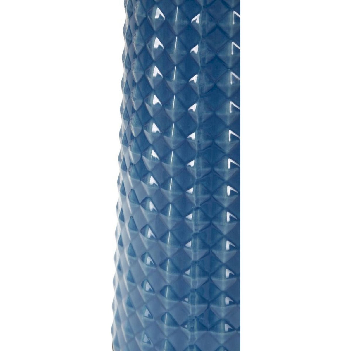 Lampe à poser céramique texturée abat-jour tissu bleu et blanc, RECOLLECTION
