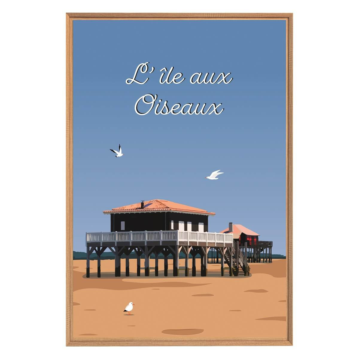 Tableau Mural Illustration Île Aux Oiseaux MER bleu-fibres de bois, CEANOTHE