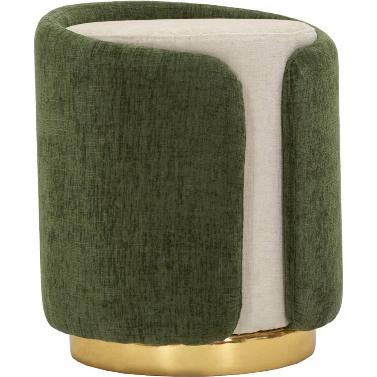 Pouf rond capitonné base en métal MODERN beige marron et doré, RECOLLECTION